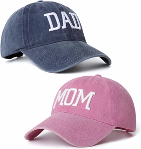 Mom and Dad Hats Set of 2 Pcs Embroidered Adjustable Baseball Caps Gift for Parents Couples Classic Mom Dad Gifts Hat