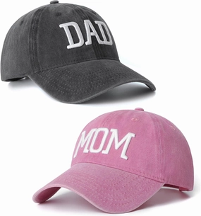 Mom and Dad Hats Set of 2 Pcs Embroidered Adjustable Baseball Caps Gift for Parents Couples Classic Mom Dad Gifts Hat