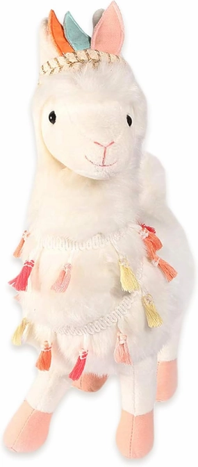 MON AMI Designer Tribal Lama Stuffed Animal - 14", White, Fluffy Alpaca Plushie for Kids of All Ages, Use as Toy/Nursery Décor