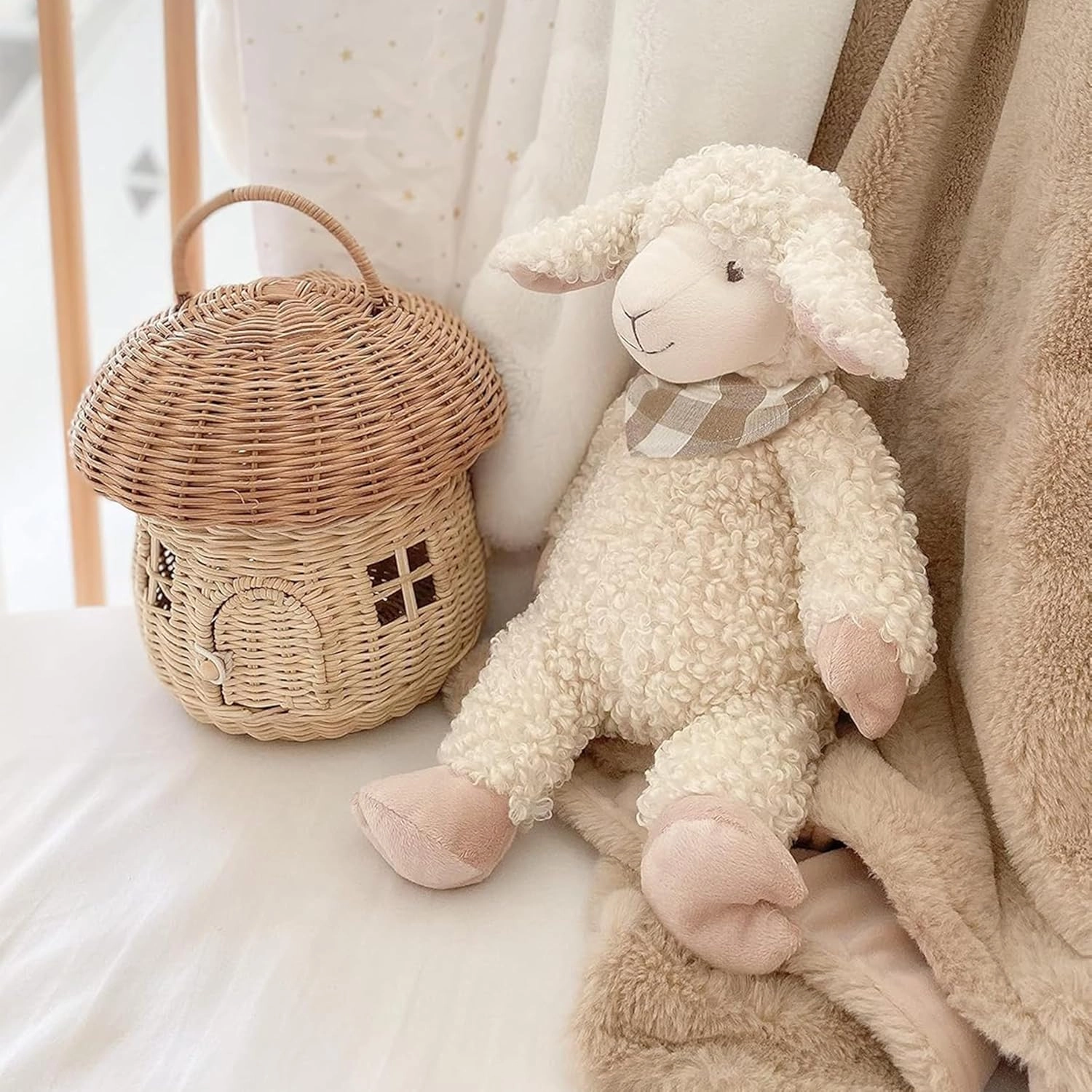 MON AMI Lafayette The Lamb Stuffed Animal 12”, Soft Cuddly Sheep Plush, Farm Animals, Use as Toy/Nursery Room Décor for Kids of All Ages, Great s