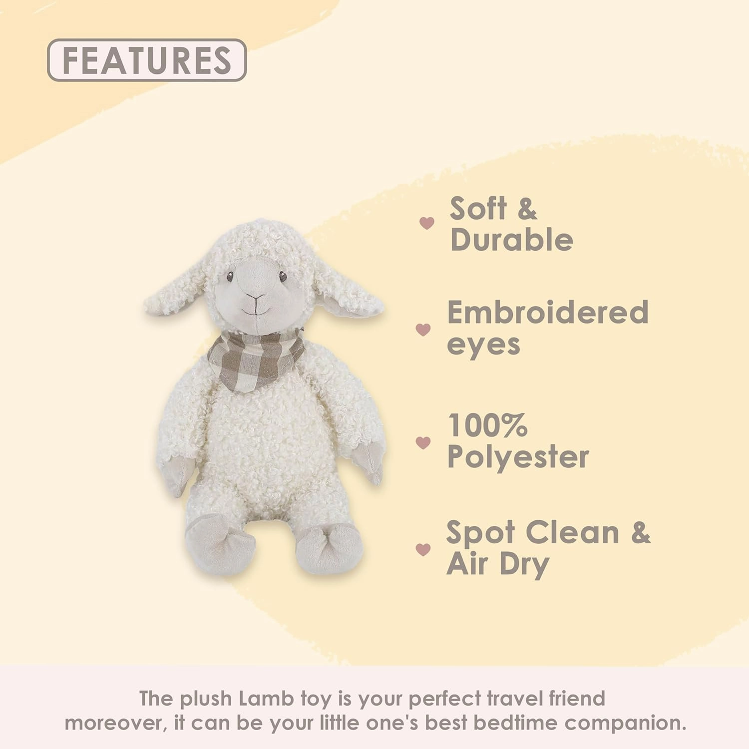 MON AMI Lafayette The Lamb Stuffed Animal 12”, Soft Cuddly Sheep Plush, Farm Animals, Use as Toy/Nursery Room Décor for Kids of All Ages, Great s