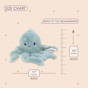 MON AMI Oda The Octopus Stuffed Animal Toy – 11”, Octopus Plush, Use as Toy or Nursery Room Décor, Great for Kids of All Ages