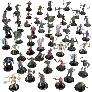 Monster Protectors 56 Fantasy Mini Figures - All Unique Designs - 1" Hex-Sized Compatible with DND Dungeons Dragons, Pathfinder, RPG Tabletop Games - Features Goblins, Orcs, Gnolls, Skeletons & More