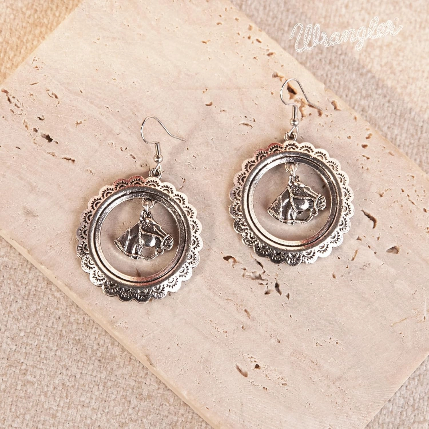Montana West Wrangler 3 Pieces Jewelry Set for Women Western Cowgirl Necklace Earring Set.