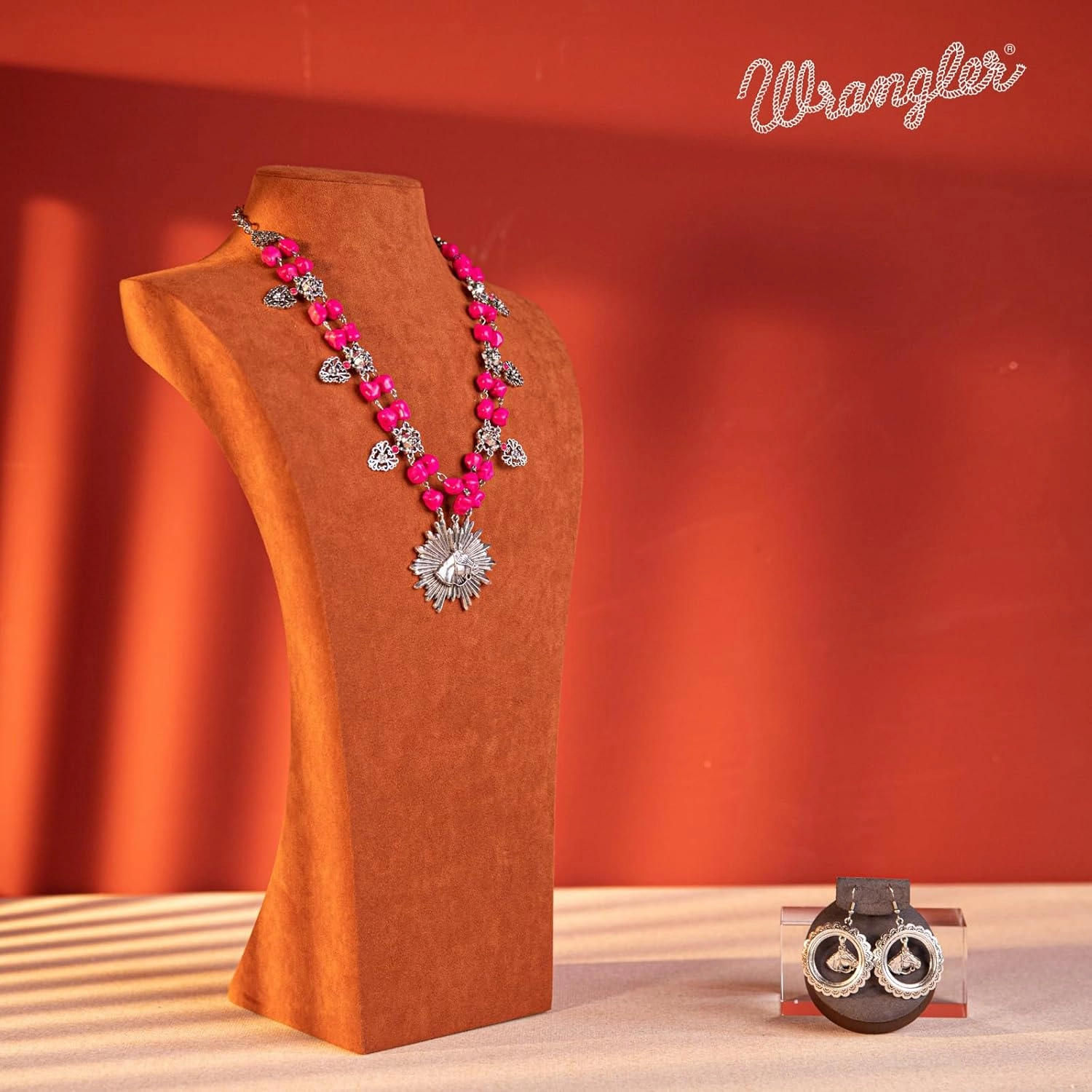 Montana West Wrangler 3 Pieces Jewelry Set for Women Western Cowgirl Necklace Earring Set.