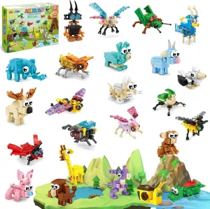 MOONTOY Party Favors for Kids, 24 Pack Animals Building Blocks Toy for Goodie Bag Stuffers Valentines Day Gift Mini Building Set Party Favors for Birthday Gift for Boys Girls Ages 6-12 