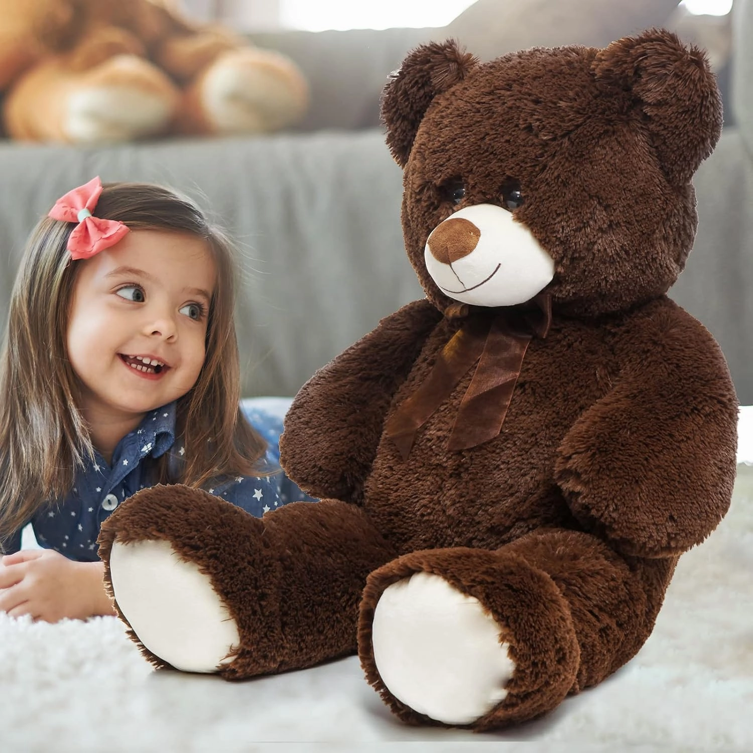 MorisMos Giant Teddy Bear Stuffed Animal 3 ft-36'' Large Teddy Bear, Brown Big Teddy Bear for Girlfriend Valentines, Large Stuffed Bear Plush for Birthday Christmas Baby Shower Decor,Dark Brown