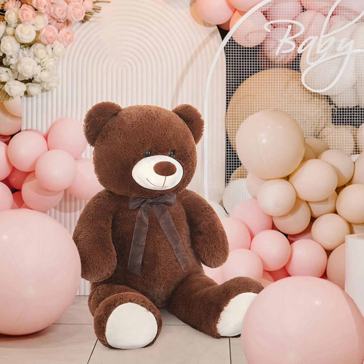 MorisMos Giant Teddy Bear Stuffed Animal 3 ft-36'' Large Teddy Bear, Brown Big Teddy Bear for Girlfriend Valentines, Large Stuffed Bear Plush for Birthday Christmas Baby Shower Decor,Dark Brown