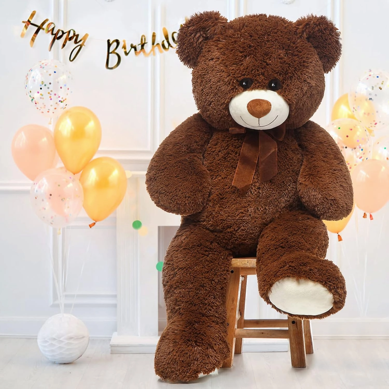MorisMos Giant Teddy Bear Stuffed Animal 3 ft-36'' Large Teddy Bear, Brown Big Teddy Bear for Girlfriend Valentines, Large Stuffed Bear Plush for Birthday Christmas Baby Shower Decor,Dark Brown
