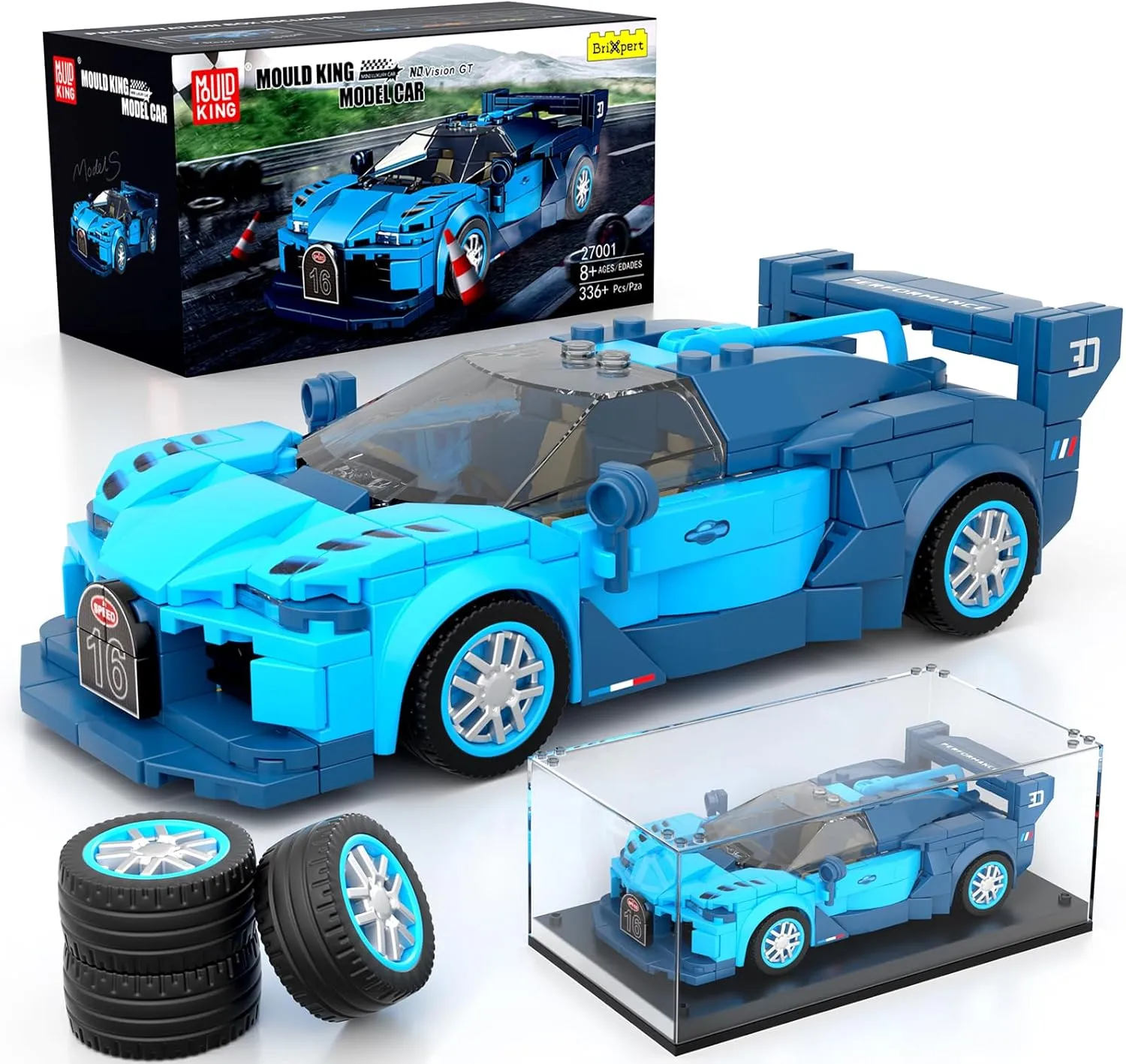 Mould King Speed Champion GT Car Building Kits, MOC Racing Car Toys Model, Vehicle Blocks Set Suitable for Boys to Build, House Decoration Gifts for Kids and Adults 27001 (336 Pcs)