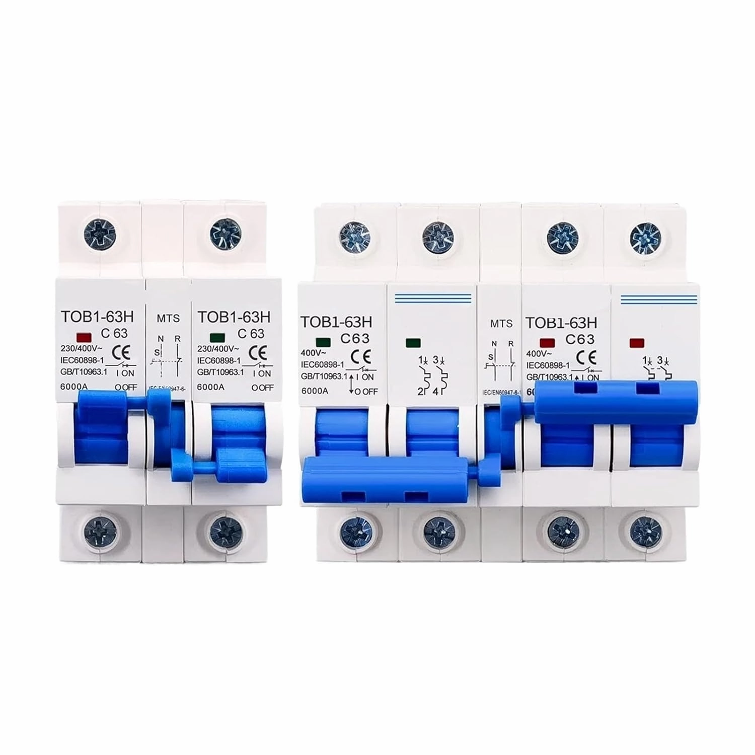 MTS Dual Power Manual Transfer Switch Circuit Breaker MCB 50HZ/60HZ(2P 2P,6A)