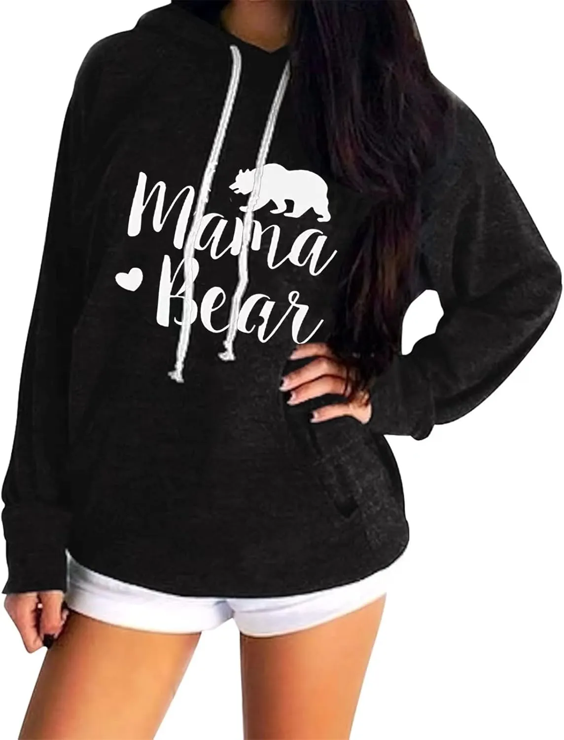 Muicy Womens Hoodies Mama Bear Shirt Casual Long Sleeve Tops Sweatshirts with Pockets