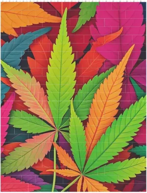 Multicolor Leaf Weed Art Building Block Puzzle Personalized Building Bricks for Adults Block Puzzle Building DIY Brick Block Puzzles Valentine's Day Gifts for Home Decor Brick Puzzle