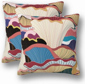 Mushrooms Pillow Covers 18 x 18 Set of 2 Vintage Mushroom Linen Throw Pillow Cover Colorful Decorative Pillowcases Farmhouse Home Decor for Couch Bed Sofa Outdoor, Churent-P0327-PC005