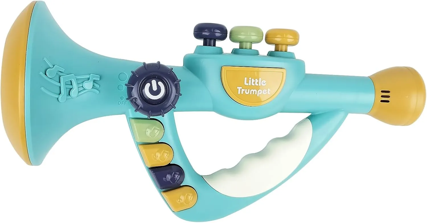 Musical Instruments Toys for Kids, Toddlers Little Trumpet and Baby Educational Toy for Girls & Boys, Ages 1-3 (Blue)