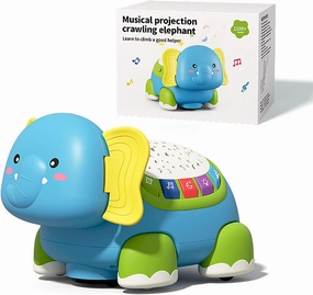 Musical Baby Crawling Toy - Turtle or Elephant Sensory Toy - 5 in 1 Multifunctional with Lighting and Sound, Tummy Time Toy, Gifts for 18  Months Toddlers Kids (Elephant)