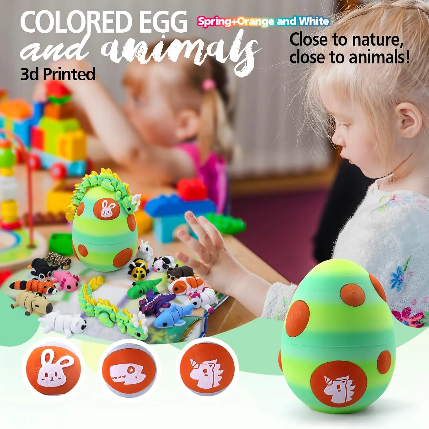 Mystery Mini 3D Printed Articulated Animal Figurines Set with Egg,Little Cute Animals Pocket Pet,3D Animals Toys,3D Printed Miniature Figurines Gift(Dragon&Axolotl &Capybara