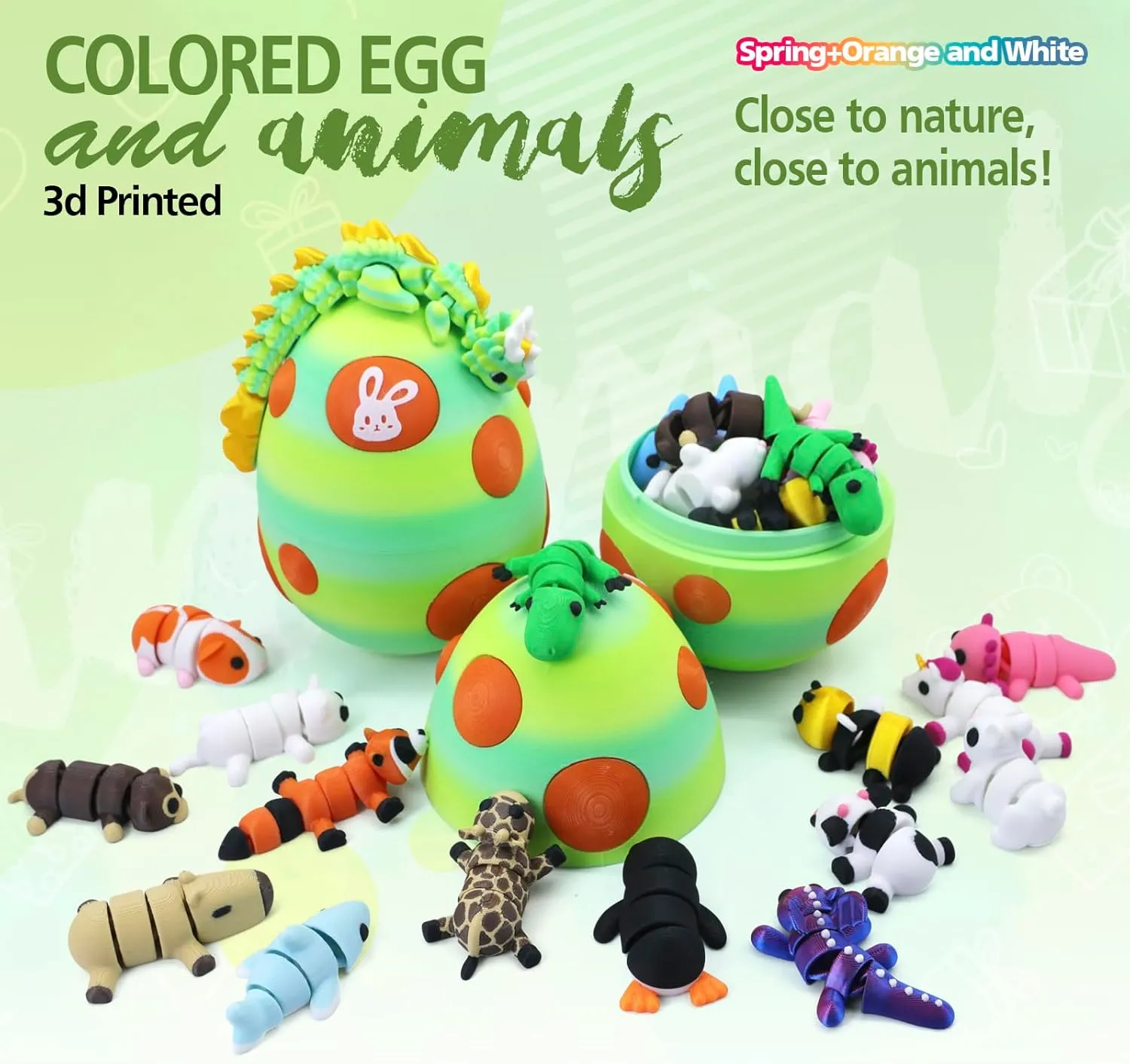 Mystery Mini 3D Printed Articulated Animal Figurines Set with Egg,Little Cute Animals Pocket Pet,3D Animals Toys,3D Printed Miniature Figurines Gift(Dragon&Axolotl &Capybara