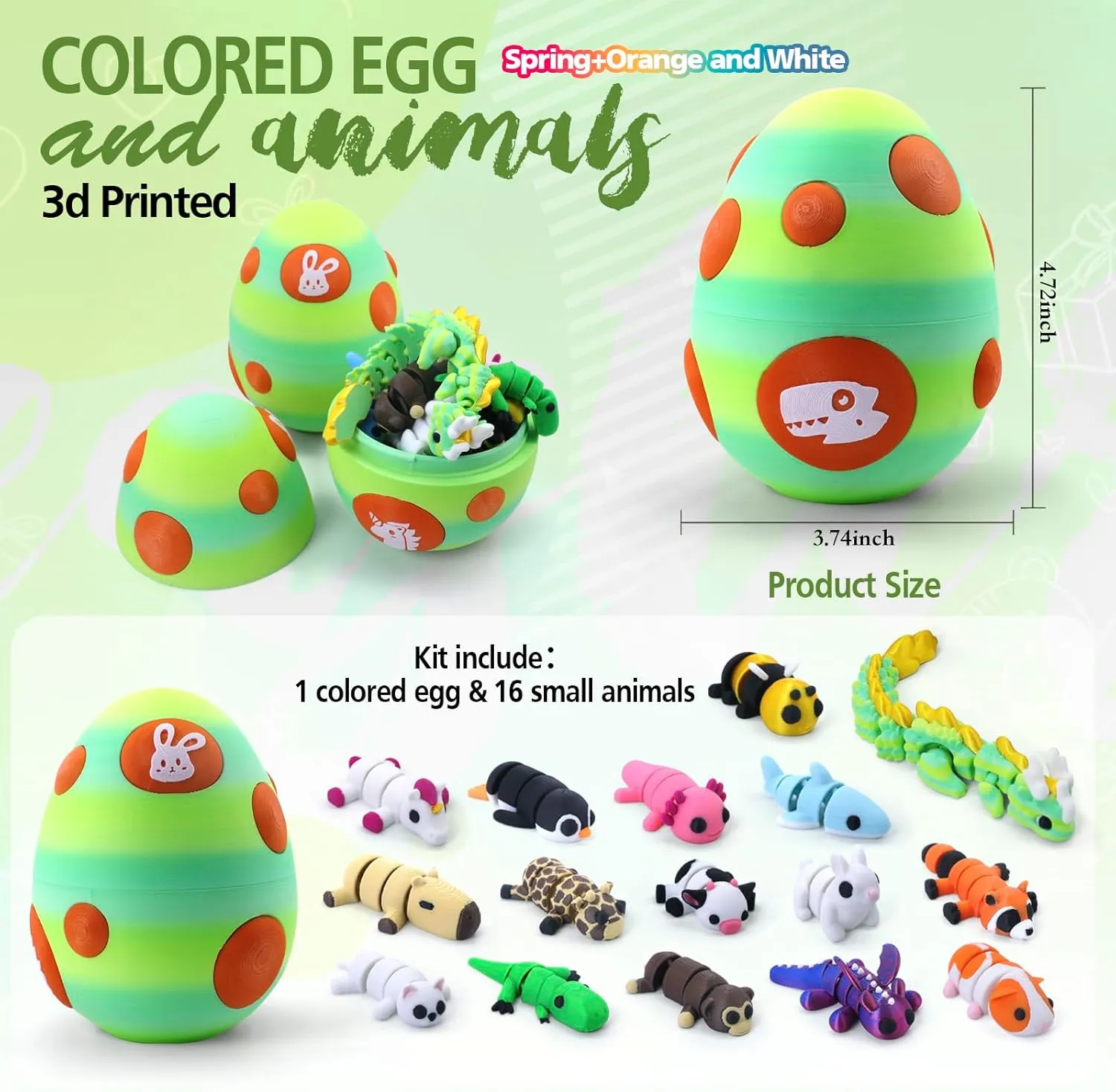 Mystery Mini 3D Printed Articulated Animal Figurines Set with Egg,Little Cute Animals Pocket Pet,3D Animals Toys,3D Printed Miniature Figurines Gift(Dragon&Axolotl &Capybara