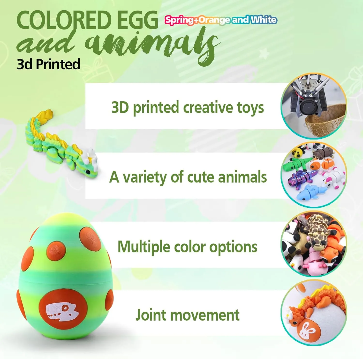 Mystery Mini 3D Printed Articulated Animal Figurines Set with Egg,Little Cute Animals Pocket Pet,3D Animals Toys,3D Printed Miniature Figurines Gift(Dragon&Axolotl &Capybara