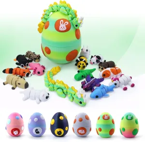 Mystery Mini 3D Printed Articulated Animal Figurines Set with Egg,Little Cute Animals Pocket Pet,3D Animals Toys,3D Printed Miniature Figurines Gift(Dragon&Axolotl &Capybara