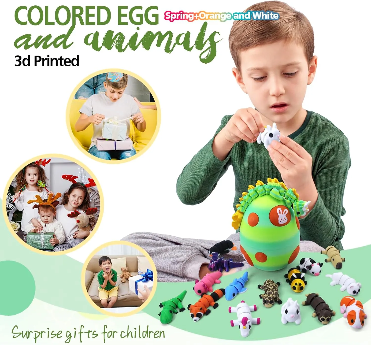 Mystery Mini 3D Printed Articulated Animal Figurines Set with Egg,Little Cute Animals Pocket Pet,3D Animals Toys,3D Printed Miniature Figurines Gift(Dragon&Axolotl &Capybara