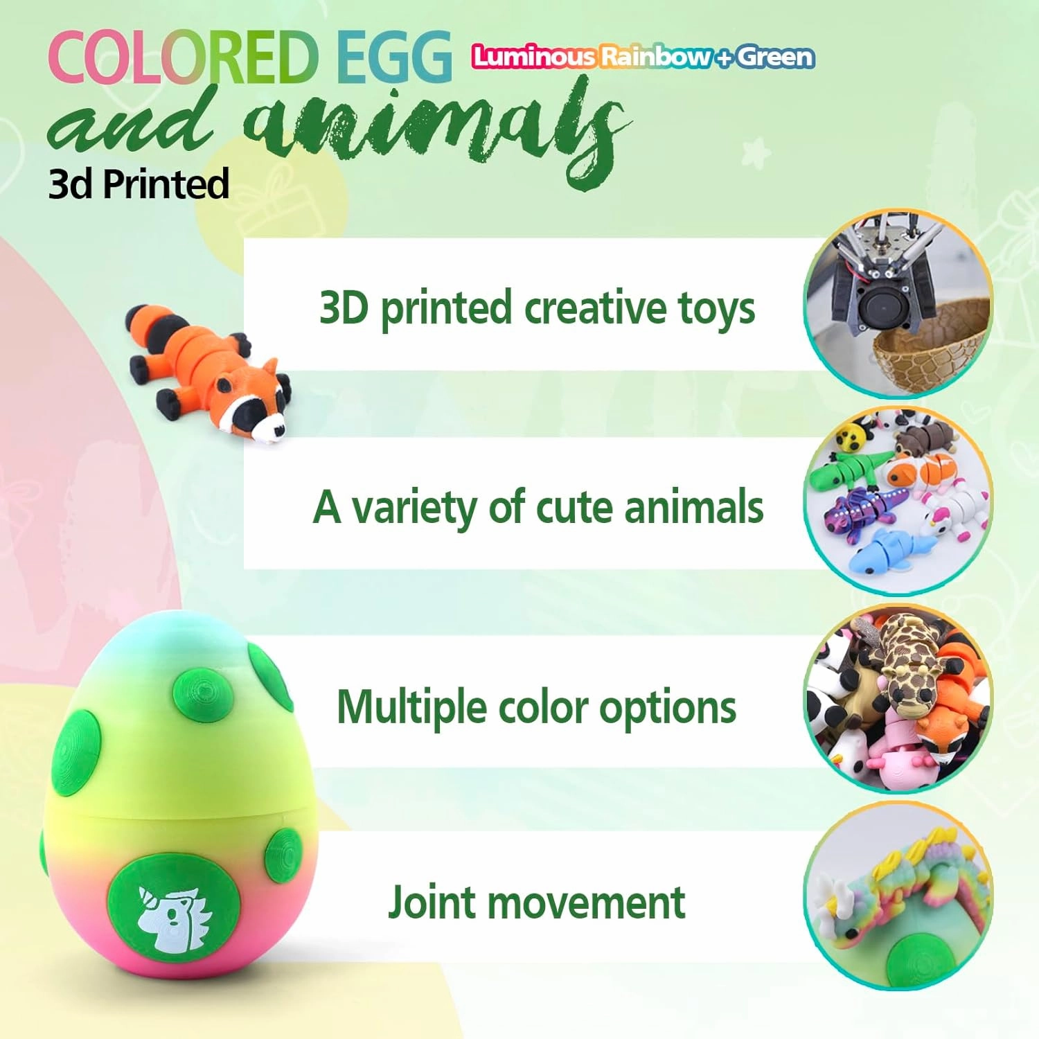 Mystery Mini 3D Printed Articulated Animal Figurines Set with Egg,Little Cute Animals Pocket Pet,3D Animals Toys,3D Printed Miniature Figurines Gifts,Excutive Desk Toy（Capybara&Unicorn&Rabbit）
