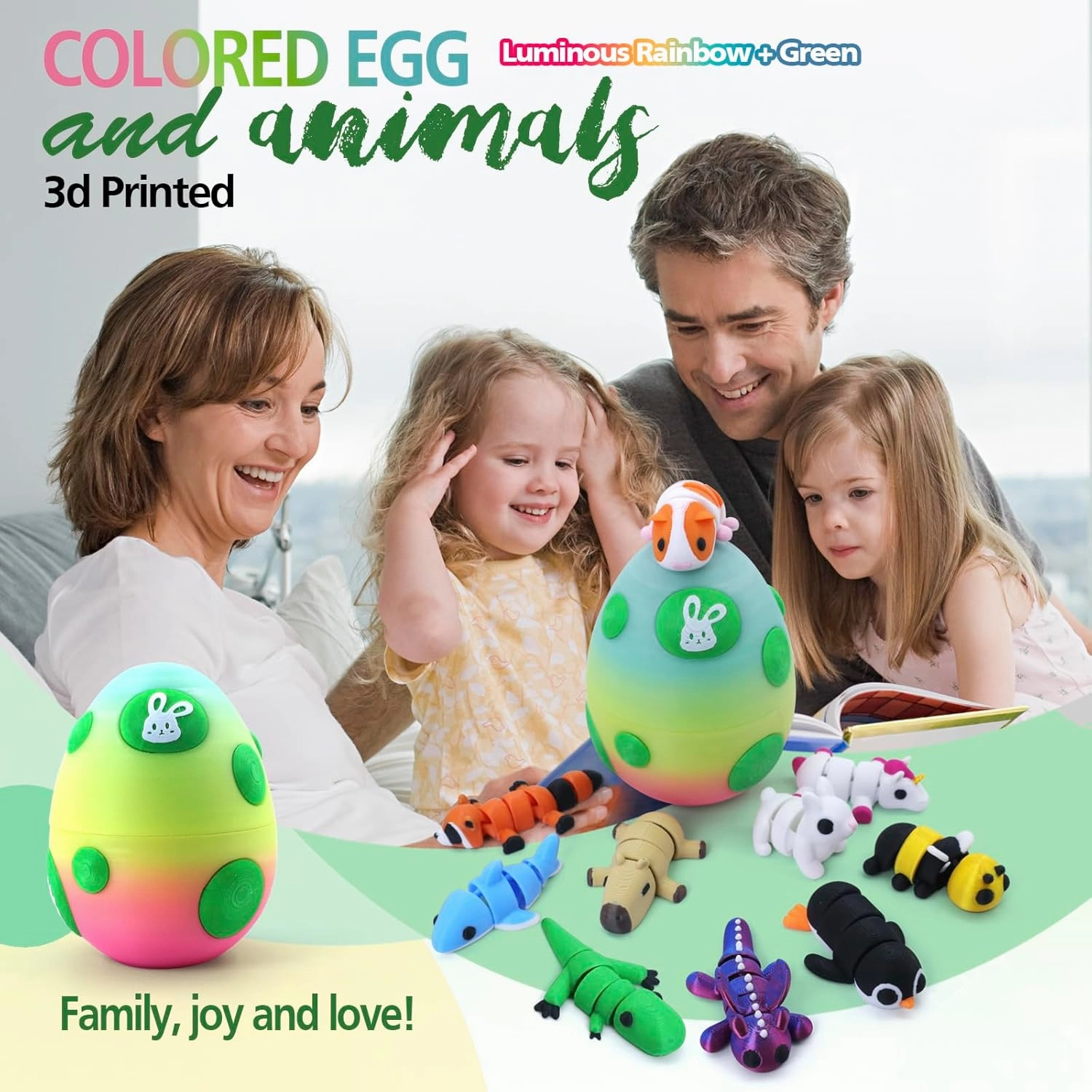 Mystery Mini 3D Printed Articulated Animal Figurines Set with Egg,Little Cute Animals Pocket Pet,3D Animals Toys,3D Printed Miniature Figurines Gifts,Excutive Desk Toy（Capybara&Unicorn&Rabbit）