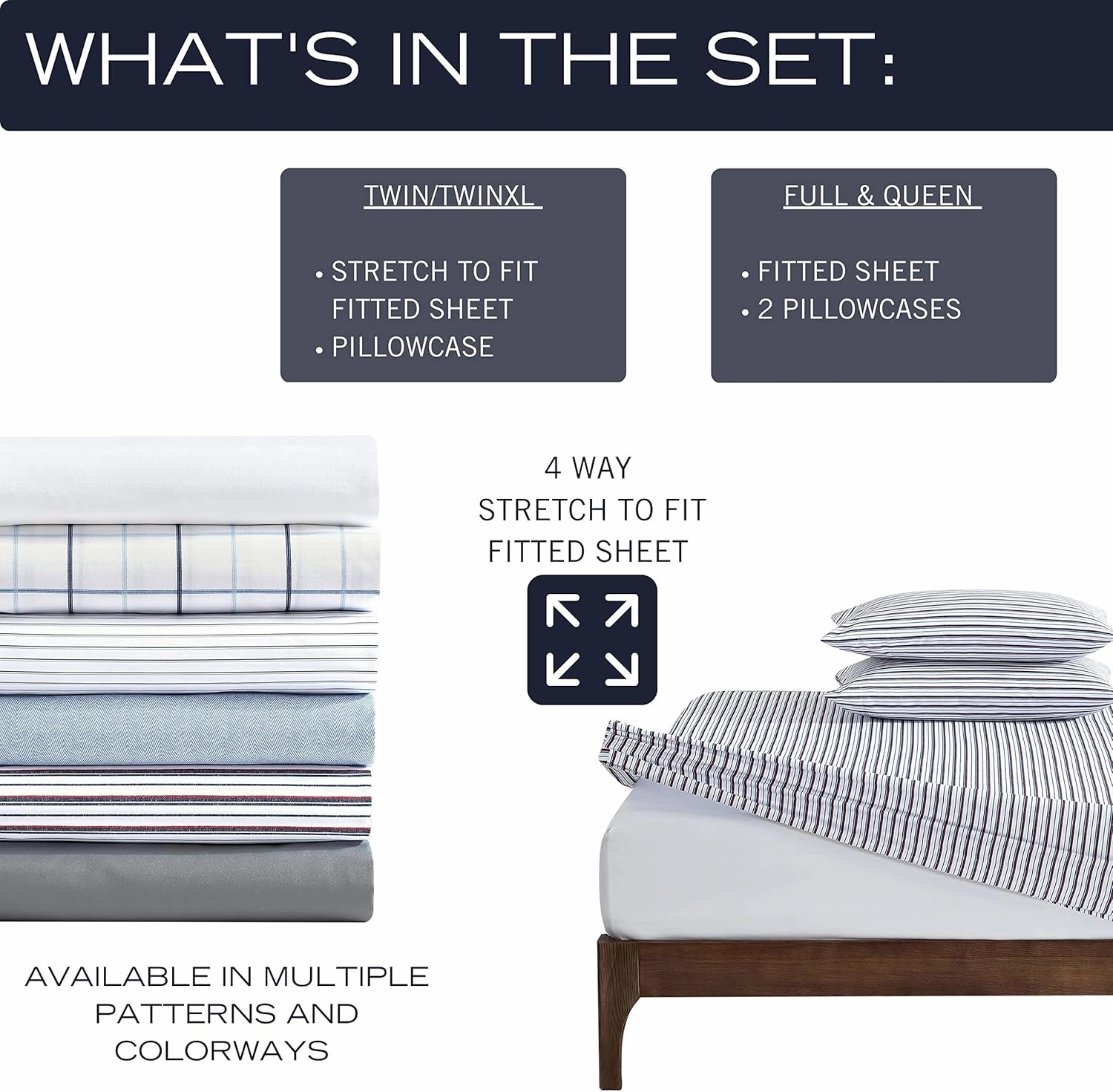 Nautica- Queen Sheet Set, Deep Pocket Fitted Sheet and Pillowcase Set, Casual Bedding Set (Clarkson Blue, Queen)