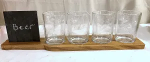 New Pier one Beer Flight Tasting Set with Paddle and Slate and Chalk 16"