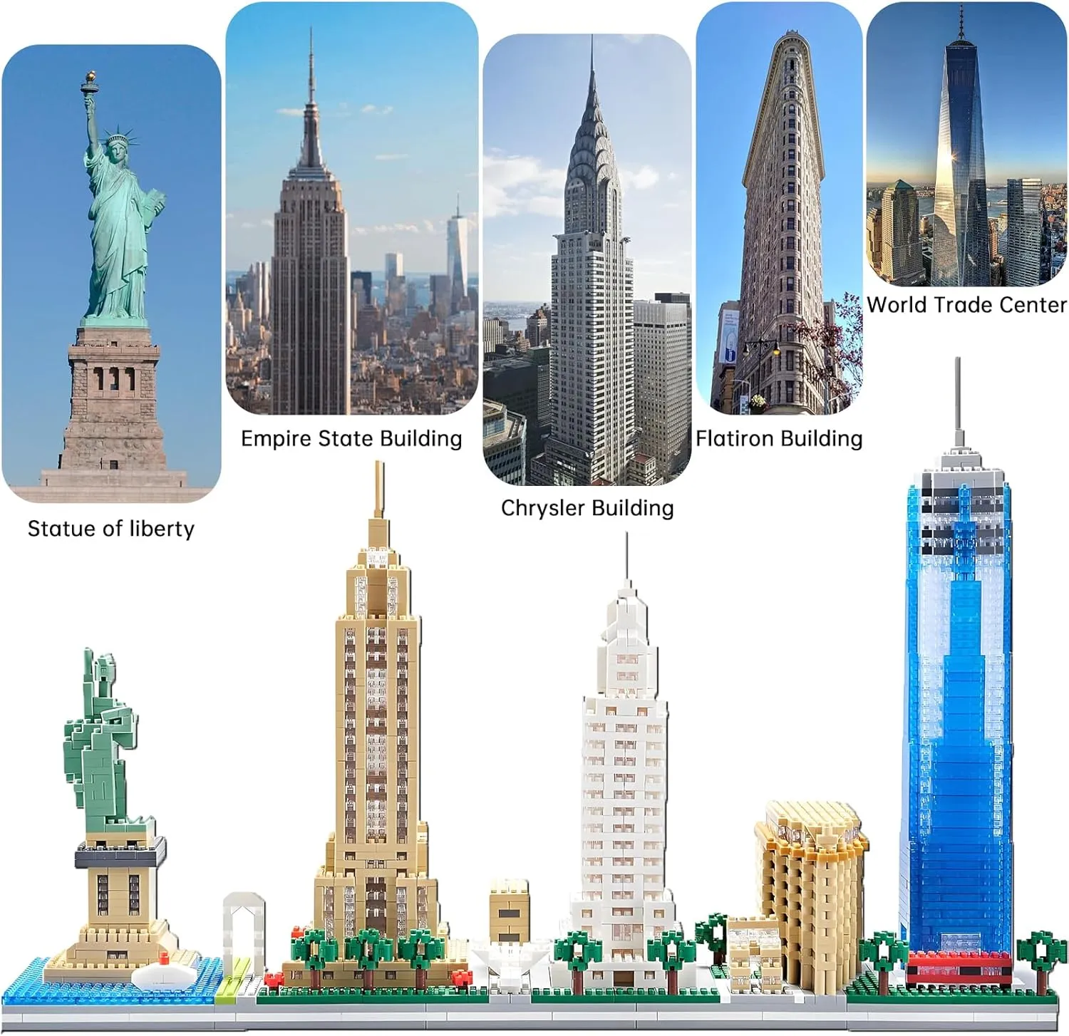New York Skyline Micro Mini Building Blocks Set for Adults World Famous Landmark Series Architecture Model Kit Toys Gift for Kids 8-12 Ages（3452 Pieces）