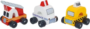 New York Vehicles | Hand Painted Colorful Wooden Toy for Toddlers Age 12m , Sustainably Made, Set of 3