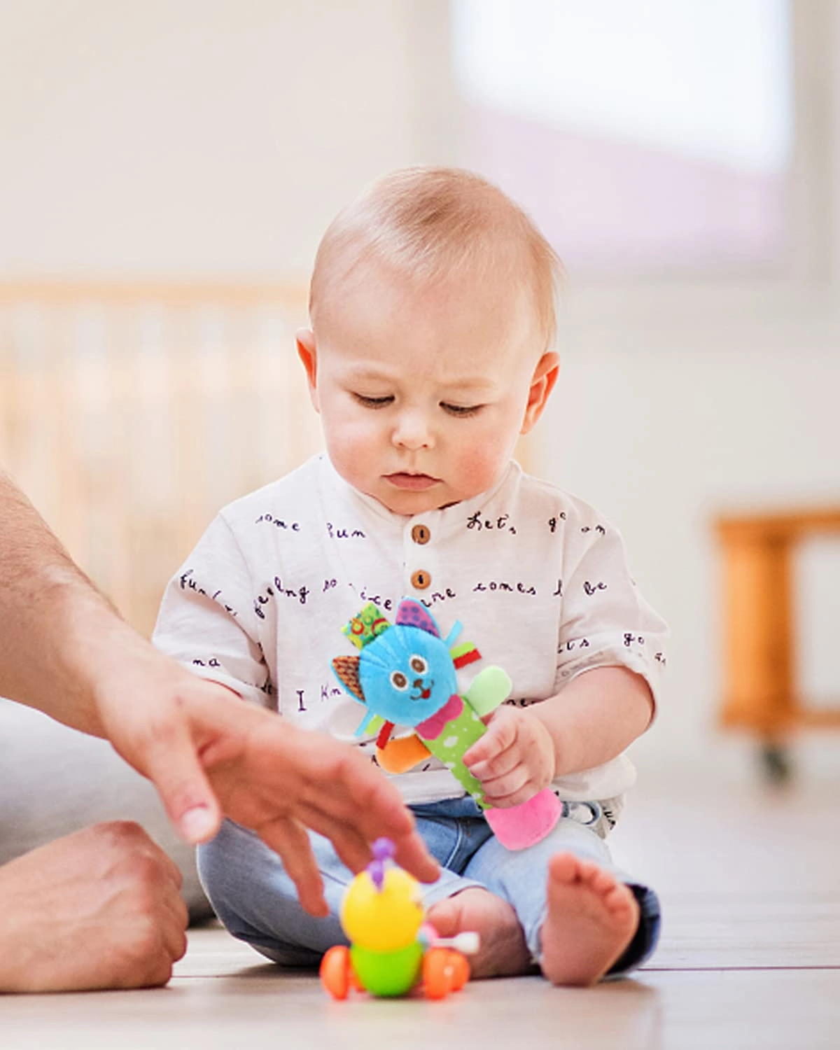 Newborn Baby Soft Rattle, Hand Bracelet Wrist Rattle Toy Foot Finder Sock, Baby Hanging Rattles Toys, Newborn Crib Toys Car Seat Stroller Toys for Infant (MB-12 PCS)