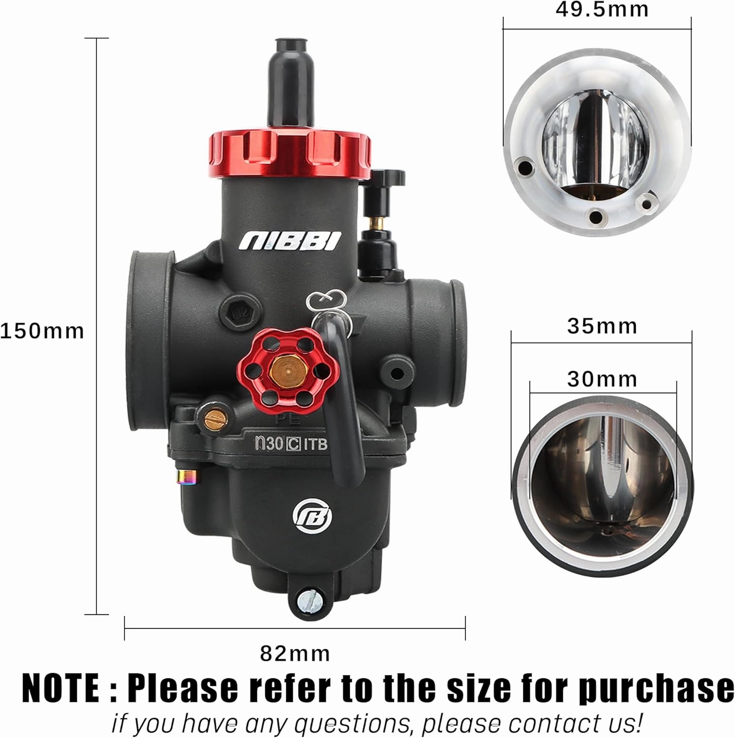 NIBBI PE30mm Carburetor 250cc Replacement High Performance with Carb Jets, Fit 250cc-300cc YAMAHA KAWASAKI SUZUKI Apollo SSR TTR KYMCO SYM TAOTAO ATV Dirt Bike Pit Bike GY6 Motorcycle Scooter Hawk250