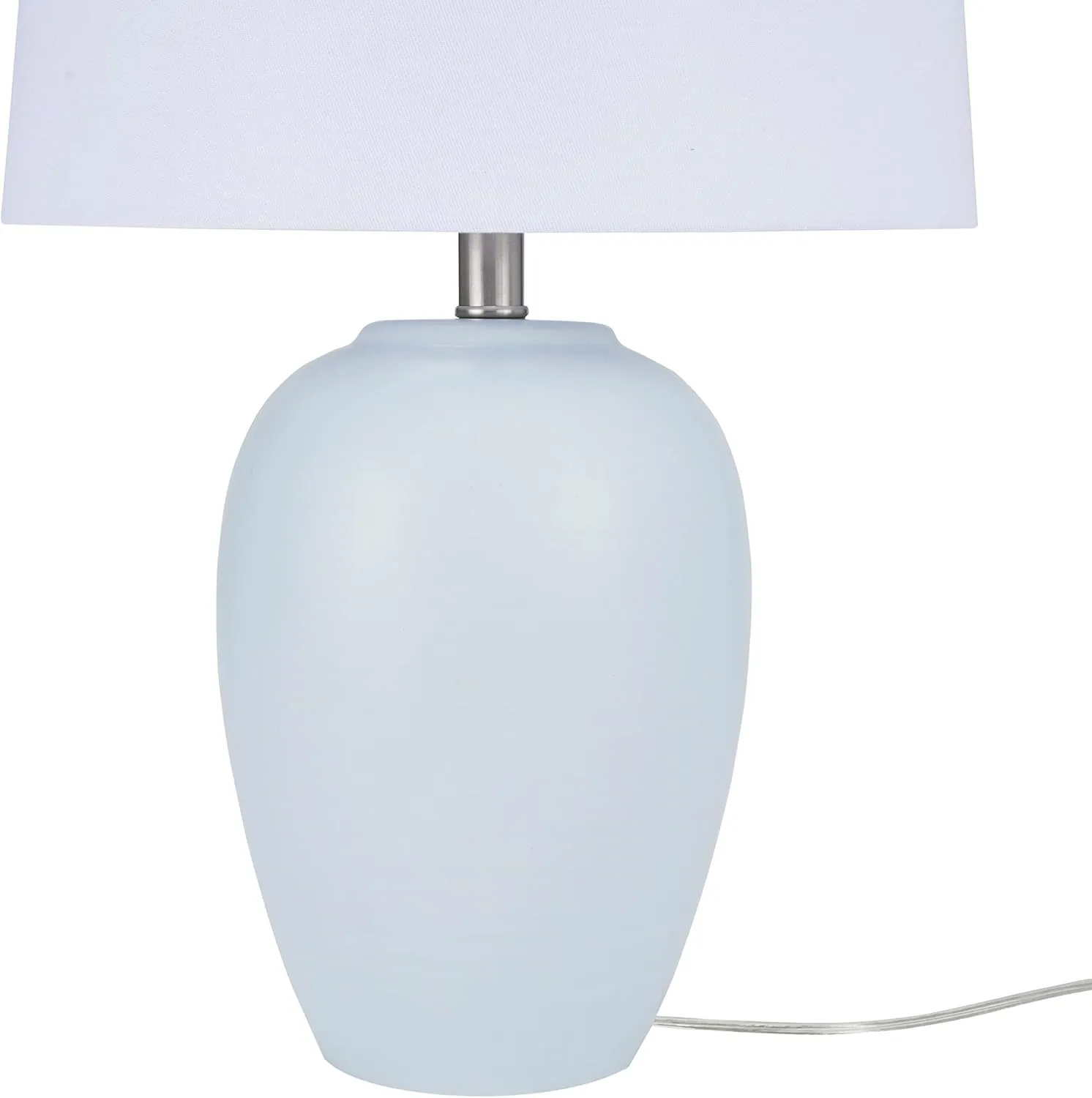 Nourison 23" Coastal Blue Ceramic Pot Table Lamp for Bedroom, Living Room, Dining Entryway, with White Shade