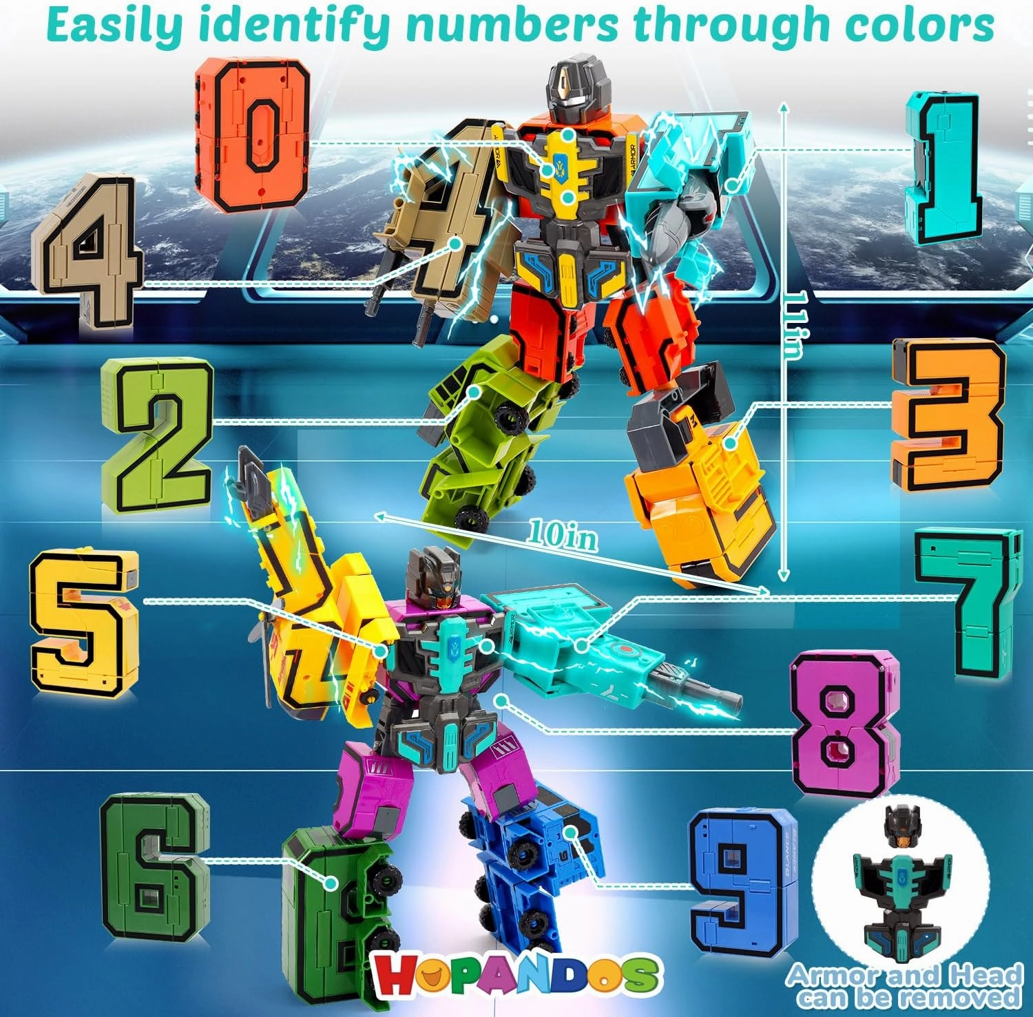 Number Robot Blocks Toys for Kids, Number Bots Transformers Preschool Alphabet Learning Toys, 10Pcs Toddlers Education Math Autism STEM Toys for Ages 3-5, Classroom Rewards Christmas Birthday Gifts