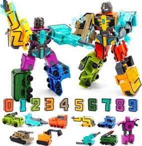 Number Robot Blocks Toys for Kids, Number Bots Transformers Preschool Alphabet Learning Toys, 10Pcs Toddlers Education Math Autism STEM Toys for Ages 3-5, Classroom Rewards Christmas Birthday Gifts