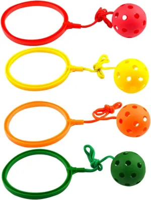 NUOBESTY 4 Pcs Kids Ankle Skip Ball Jumping Ring Ball Skipit Toy Fitness Sports for Boys and Girls