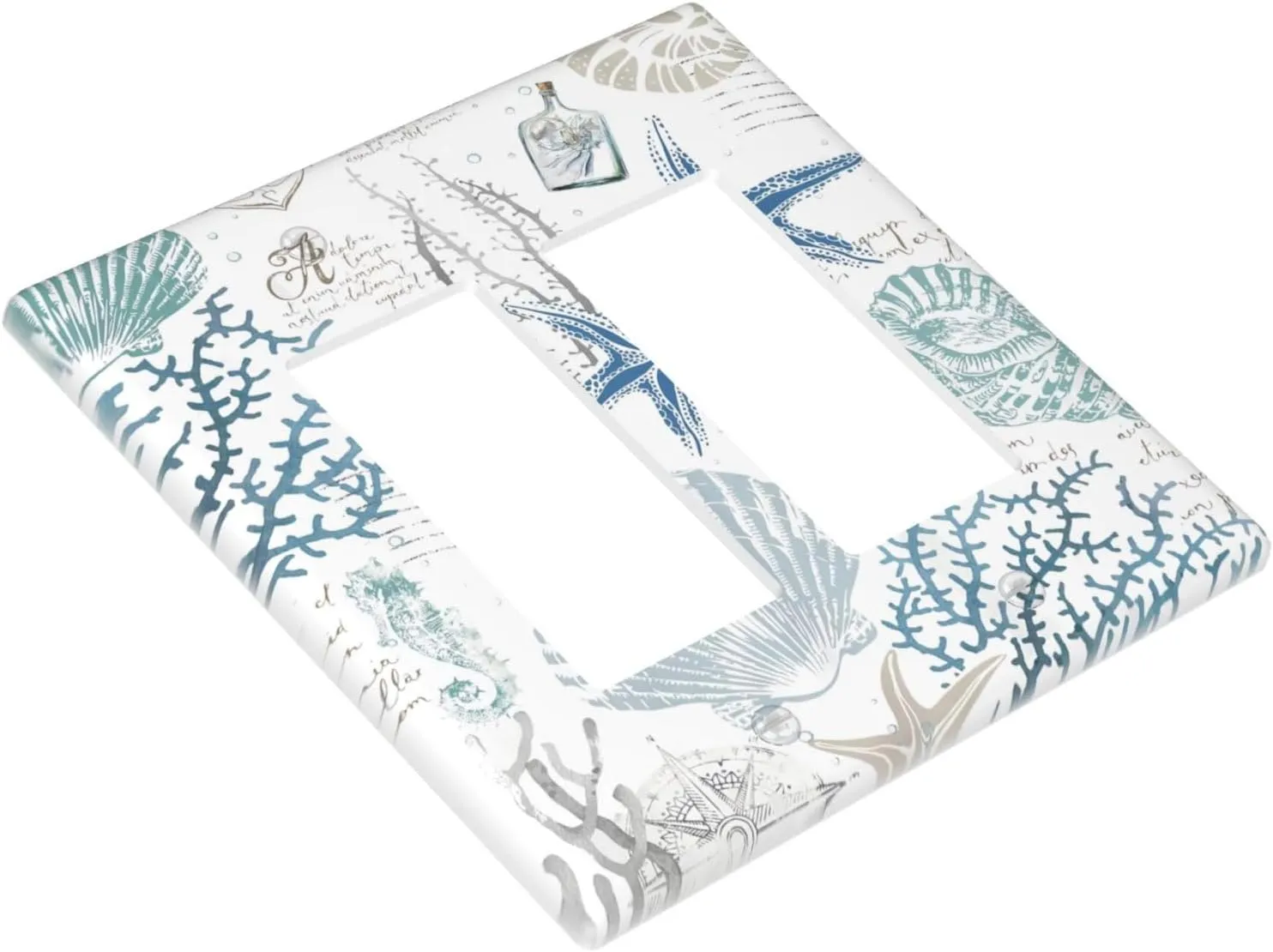 Ocean Beach Starfish Seashell 2 Gang Double Rocker Light Switch Plate Cover Decorative Nautical Coastal Coral Sea Switchplate Faceplate Electrical For Bedroom Bathroom Kitchen Accessories