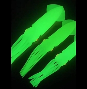 Octopus Lures Squid Skirt Simulation Bait Glow in Dark Luminous Soft Silicone Trolling Fishing Lure for Tuna Marlin Dolphin Bass,18cm/7inch,10PCS, AS SHOW
