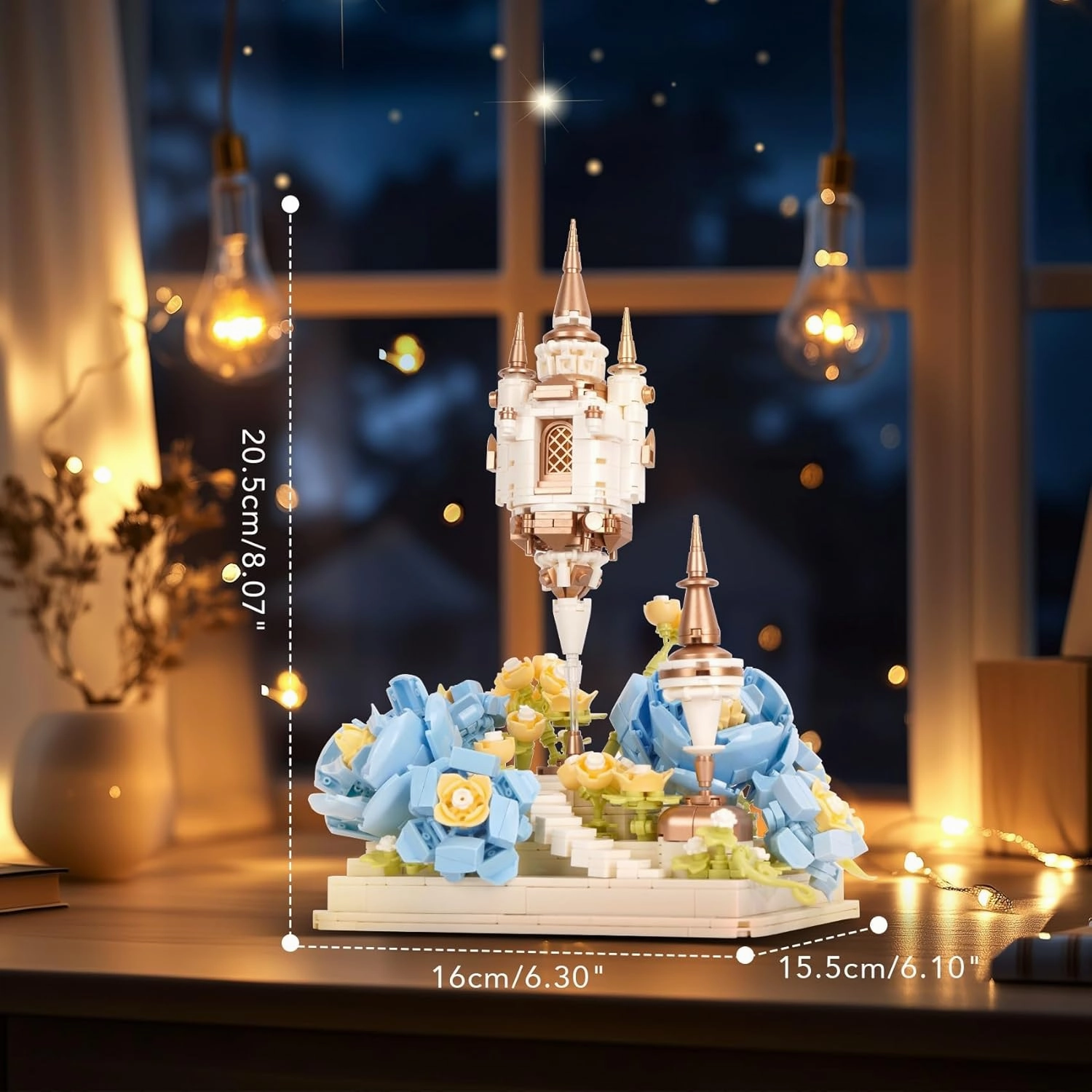 Oichy Mini Building Block Sets, Office Home Flowers Decor Building Kits, Star and Dawn Creative Garden Plaza Model for Adults, Best Gifts for Kids Girls Women Halloween (Star)