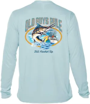 OLD GUYS RULE Men's UPF 50  Sun Protection Long Sleeve Fishing Shirt, Still Hookin' Up - Funny Father's Day, Birthday Gift