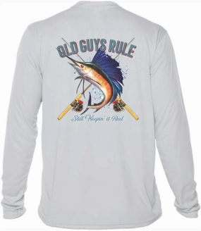 OLD GUYS RULE Men's UPF 50  Sun Protection Long Sleeve Fishing Shirt, Still Hookin' Up - Funny Father's Day, Birthday Gift