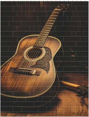 Old West Guitar Building Block Puzzle Personalized Building Bricks Block Puzzle Building Family Keepsake DIY Brick Block Puzzles Valentine's Day Gifts for Home Decor Brick Puzzle