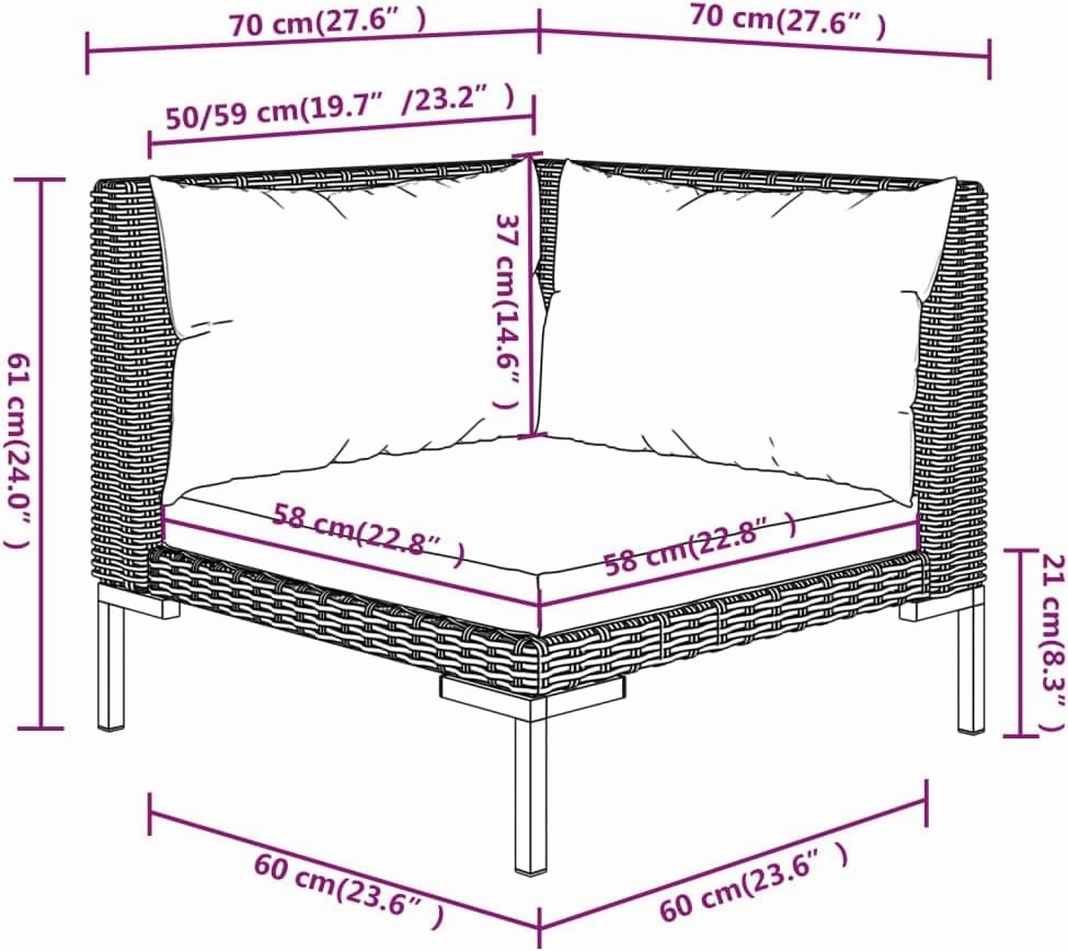 Outdoor Patio Furniture,6 Piece Patio Lounge Set with Cushions Poly Rattan Dark GrayDesigned for Camping, Resting, Outdoors.