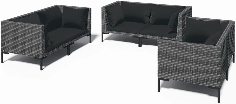 Outdoor Patio Furniture,6 Piece Patio Lounge Set with Cushions Poly Rattan Dark GrayDesigned for Camping, Resting, Outdoors.