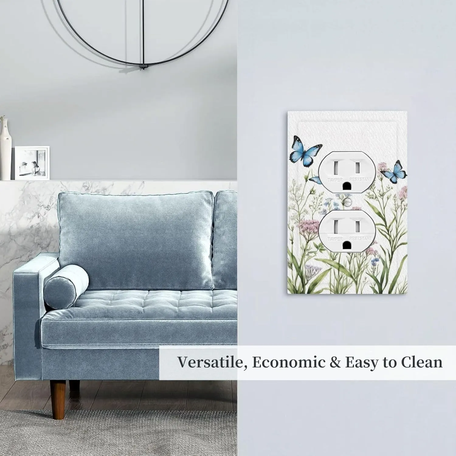 Outlet Covers Wildflower Butterfly Nature Floral Plant Leaves 1 Gang Duplex Light Switch Cover Plate Decorative Wall Plates Electrical Switchplate Receptacle for Bathroom Kitchen（2Pack）
