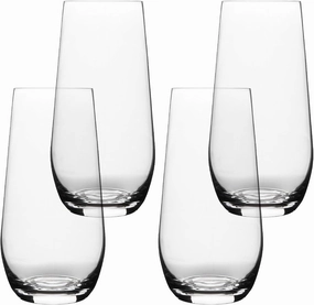 over&back 19oz Traditional Glassware - Set of 4 Classic Stemless Drinking Glasses for Parties, Get-togethers, and More - Mouth-Blown - Wine Cups for Kitchen and Dining Room - Clear