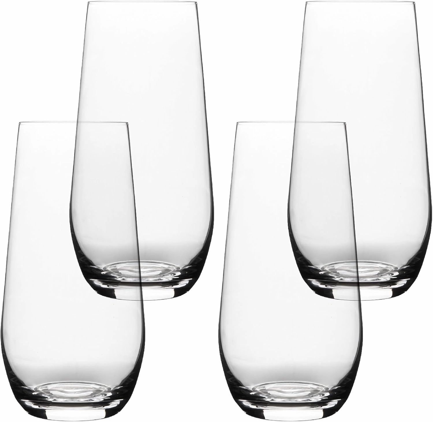 over&back 19oz Traditional Glassware - Set of 4 Classic Stemless Drinking Glasses for Parties, Get-togethers, and More - Mouth-Blown - Wine Cups for Kitchen and Dining Room - Clear