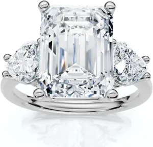 P3 POMPEII3 Certified 2.50-5.50Ct Emerald & Heart Shape Diamond Engagement Ring 14k Gold Lab Created